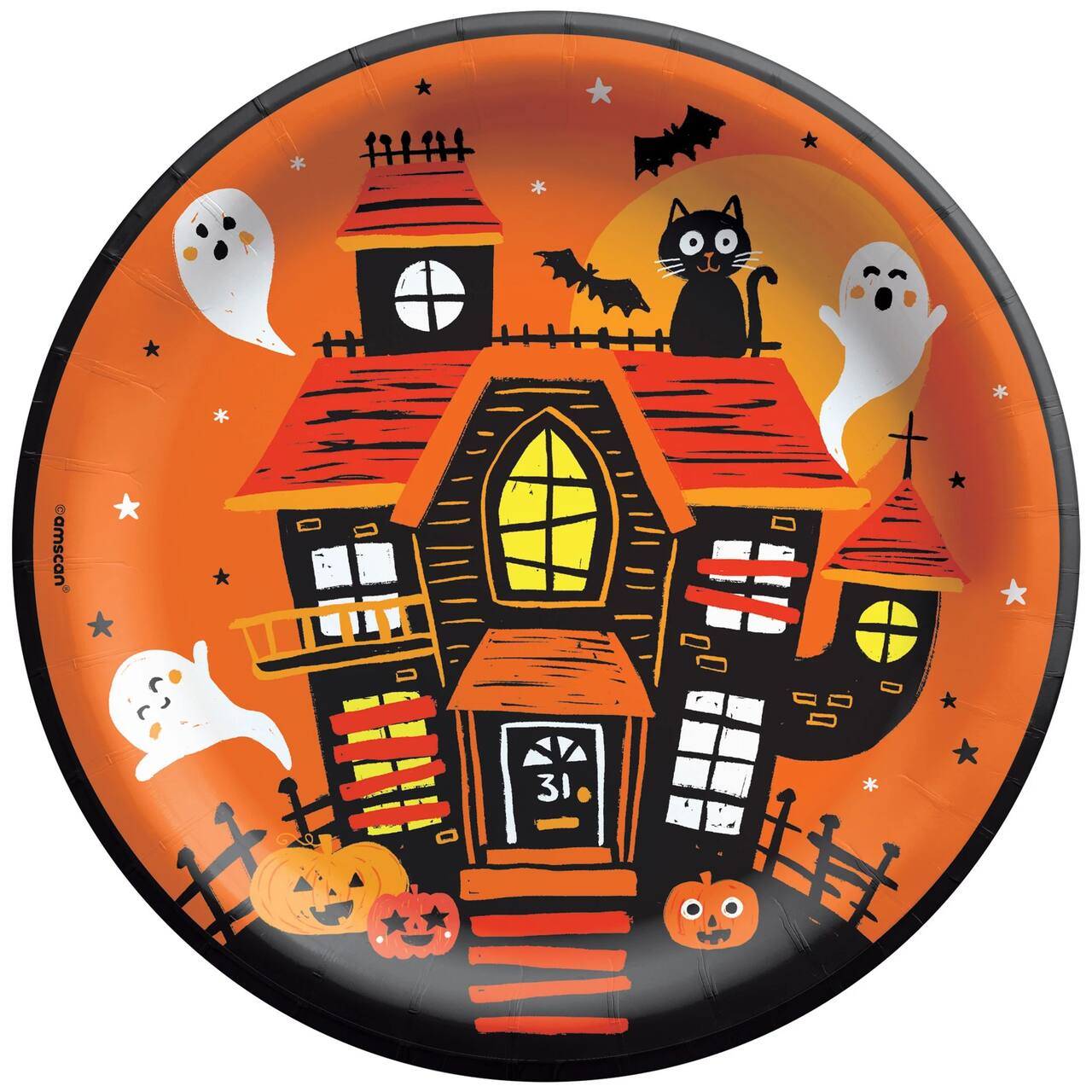 8.5&#x22; Spooky Friends Halloween Round Paper Plates, 100ct.